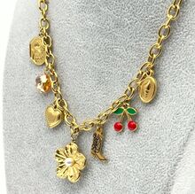 Collier breloques fantaisie en acier inoxydable doré de style tendance