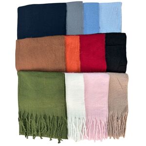 Écharpe Unie hivernale douce avec franges torsadées