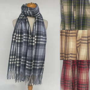 Écharpe plaid classique à carreaux emblématique avec franges épaisses et torsadées