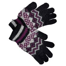 Gants en maille noire douce et chaud 100% Acrylique avec un joli motif