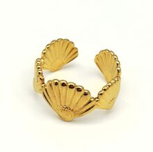 Bague de type jonc ouvert en acier à motif répété de coquille Saint-Jacques