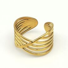 Bague large formée pars des rangs en superposition en acier inoxydable