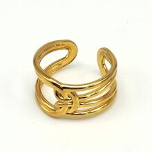 Bague large en anneau multirangs acier inoxydable à nœud entrelacé