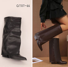 Bottes style western à talon et un rabattable en faux cuir taille 36-41