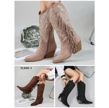 Bottes santiags en suédine à franges avec des broderies western taille 36-41