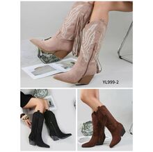 Bottes santiags western en suédine à franges et motifs brodés taille 36-41