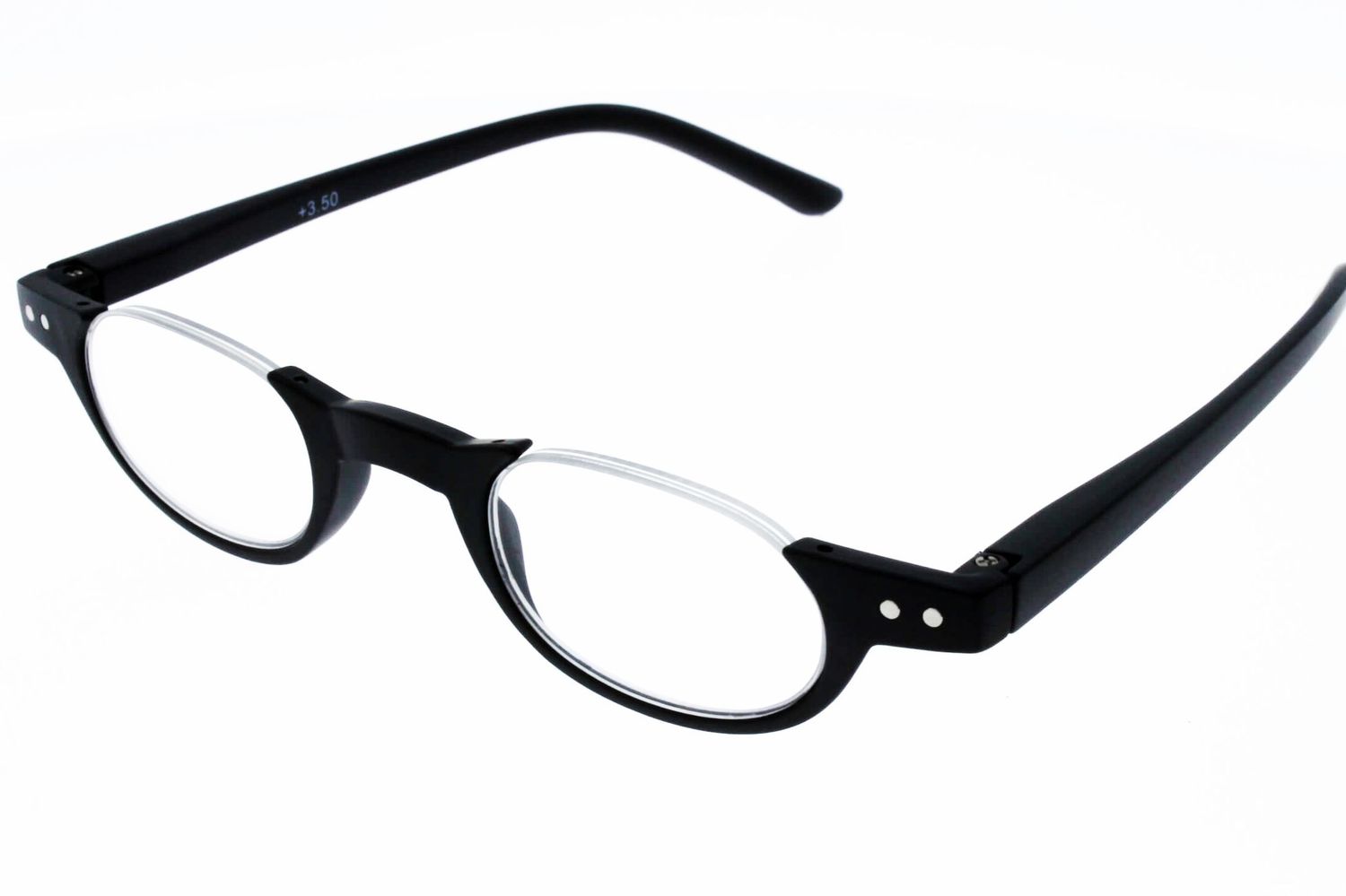 Lunettes De Lecture Demi-monture Métal Noir LANLANG ME-003 - Verres Transparents, Branches à Ressort
