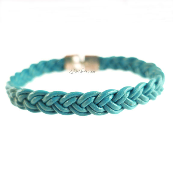 Bracelet Homme Cuir Turquoise – Tressé Multicouche – Fait Main – Taille Réglable – Cadeau Pour Ado, Diplôme, Anniversaire