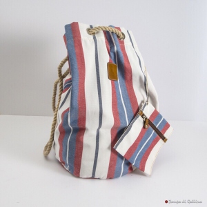 Sac marin Calabrese 1924 à rayures bleues, blanches et rouges